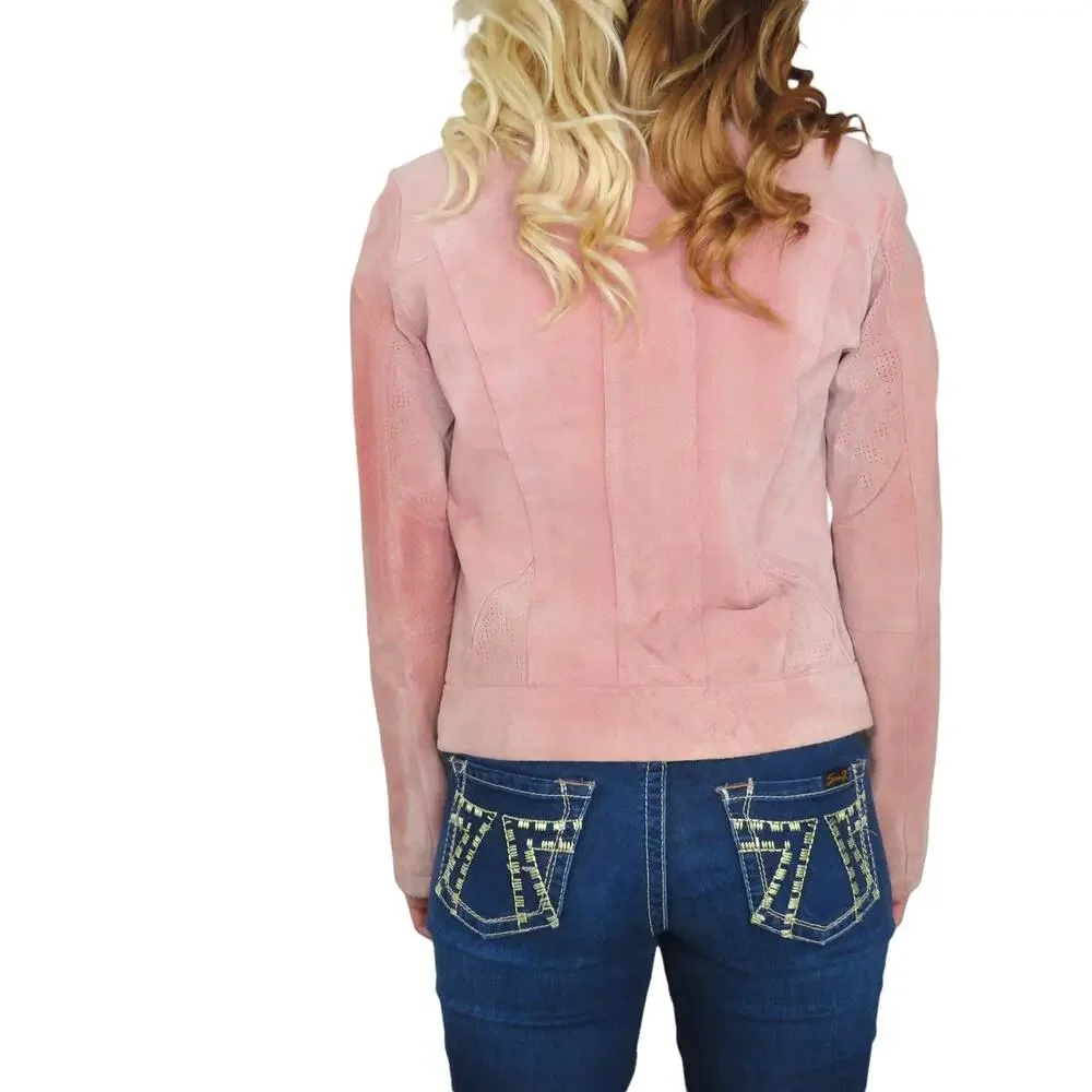 Vintage Wilson's Leather Pink Leather Jacket Pink Suede Small Glam